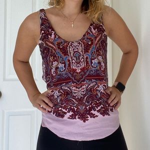 J crew silk purple pattern tank top